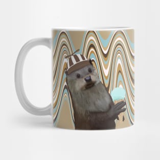 Otter With Ice Cream and Fan Hat Mug